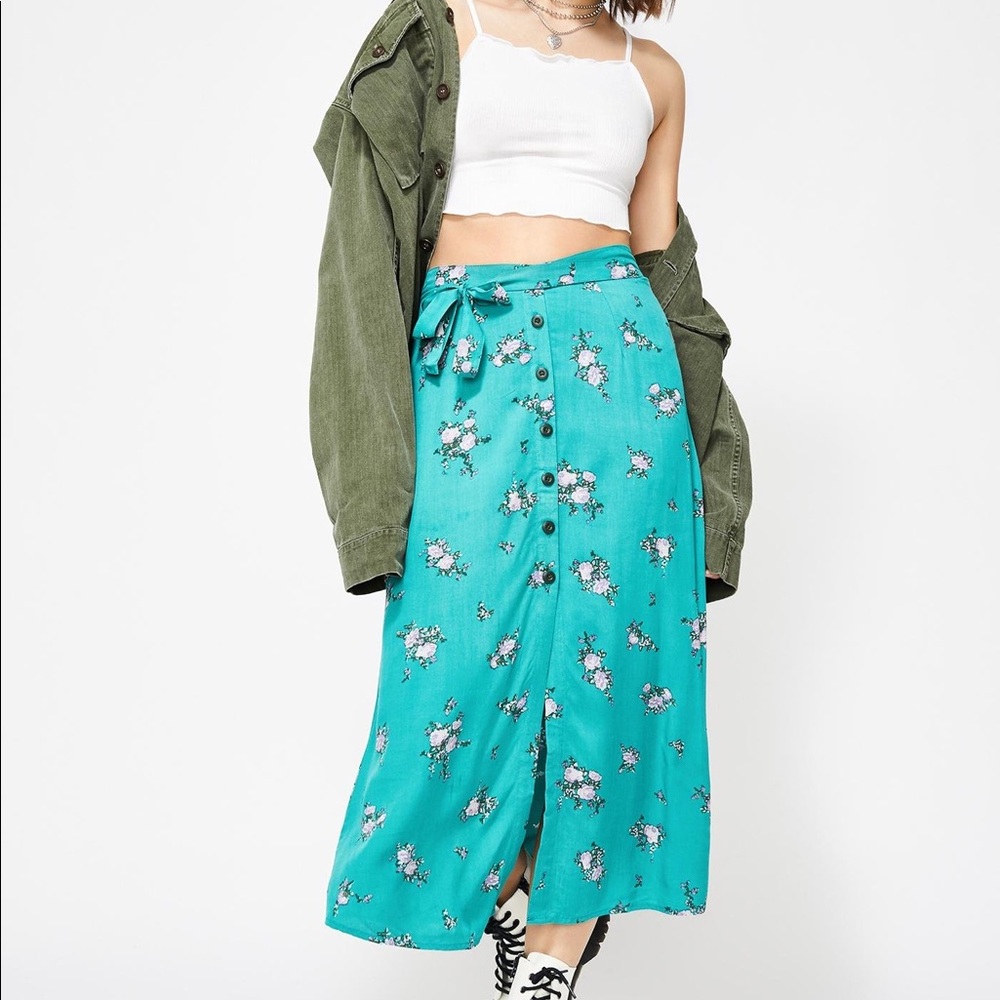 Floral Maxi Skirt with faux wrap